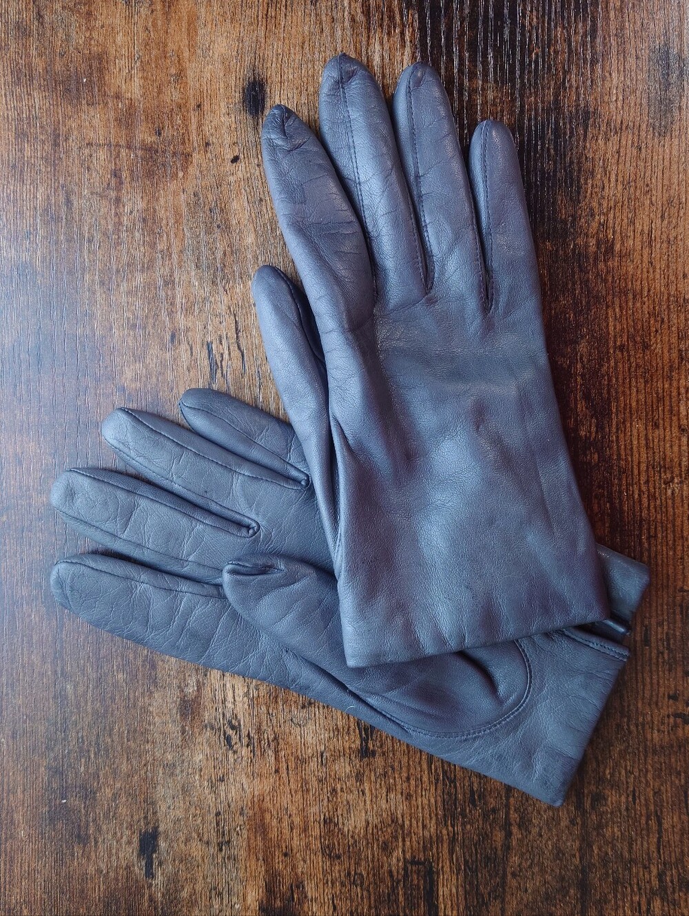ARIS Women's Leather Gloves 100% Cashmere Lined Size 7.5 Gray